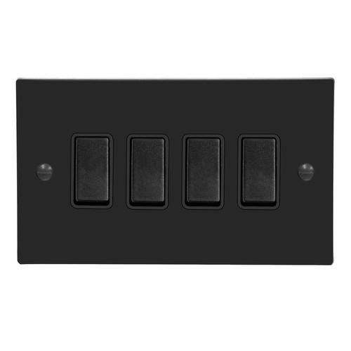Rocker Switch 4 gang 10 amp Matt Black
