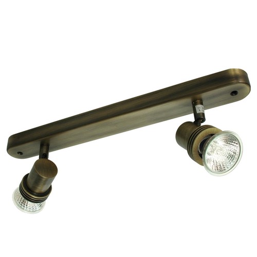 Space Double Bar Surface Mounted Spotlight 240V 2 x 50W Antique Brass