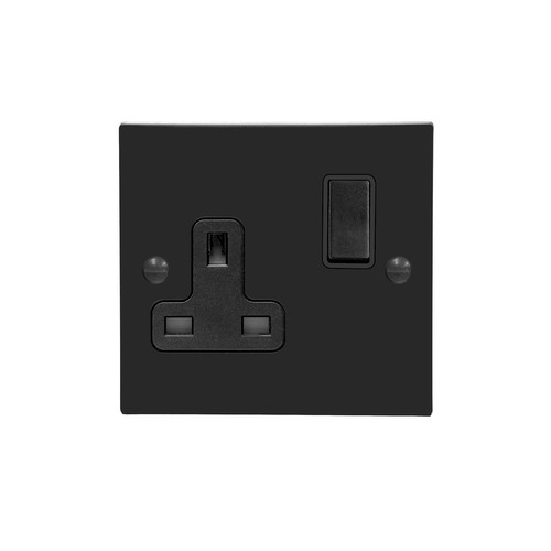 Switched Socket Outlet 1 gang 13 amp Matt Black