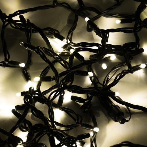 LED Flicker String Fairy Lights 10m, 100 9mm Lights, Indoor/Outdoor, 240V Warm White Black Cable