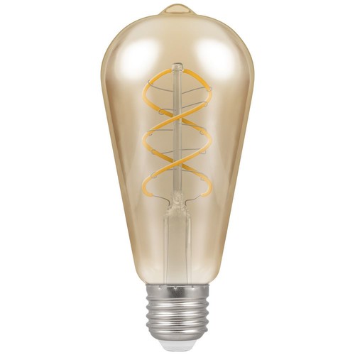 LED Spiral Filament Antique 64mm 250lm 2200K Dimmable Light Bulb ES 6W