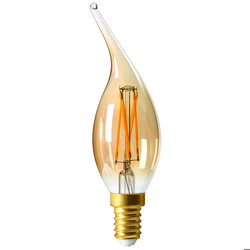 LED Bent tip Amber Candle Lamp E14 CV4 Dimmable 4W 2700K Warm White