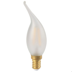 LED Bent tip Matt Satin Candle Lamp E14 300lm CV4 Dimmable 4W 2700K Warm White