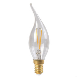 LED Bent tip Clear Candle Lamp E14 CV4 Dimmable 4W 2700K Warm White