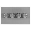 Dimmer Switch Screwless 4 gang 400W 2 way Brushed Stainless
