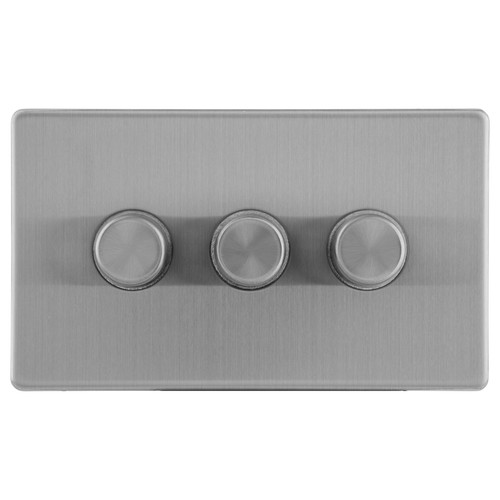 Dimmer Switch Screwless 3 gang 100W 2 way Brushed Stainless