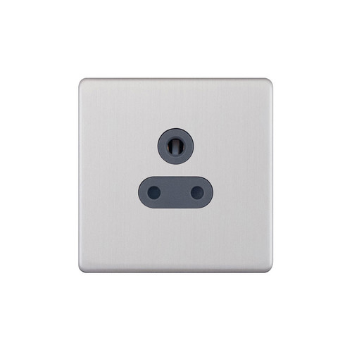 Wall Socket Screwless 1 gang 5 amp unswitched socket outlet Brushed Stainless