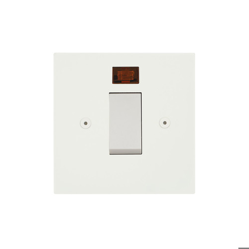 Horizon Square Cooker Switch 1 gang plate 45 amp cooker neon Primed White