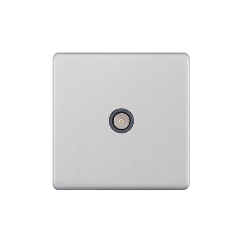 TV Socket Screwless 1 gang 13 amp switch TV socket Brushed Stainless