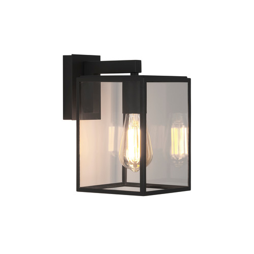 Box Lantern Outdoor Garden Wall Light 240V 60W Black