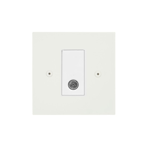 Horizon Square TV Socket 1 gang television co-axial non-isolated Primed White Primed White