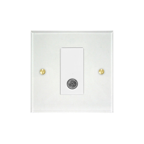 Prism TV Socket 1 gang television co-axial Clear Perspex
