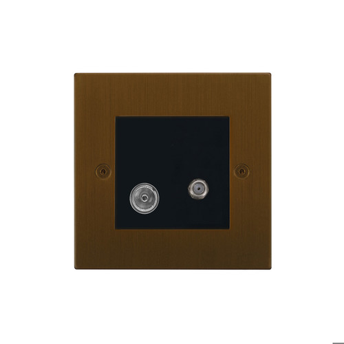 Horizon Square TV Socket 1 gang television and satellite Antique Bronze