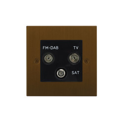 Horizon Square TV Socket 1 gang television, satellite and FM Antique Bronze