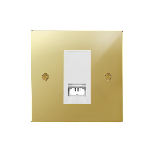 Horizon Square Communications Socket 1 gang telephone jackline secondary Polished Brass