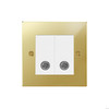 Horizon Square TV Socket 2 gang television co-axial Polished Brass