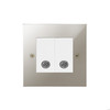 Horizon Square TV Socket 2 gang television co-axial Polished Nickel