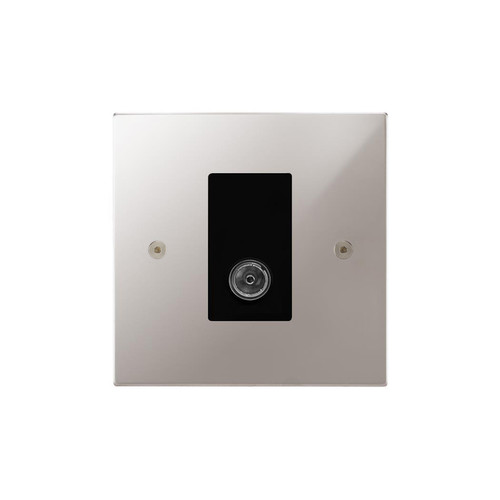 Horizon Square TV Socket 1 gang television co-axial Polished Chrome