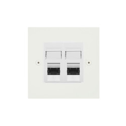Horizon Square Communications Socket Paintable 2 gang RJ45 cat 6 Primed White