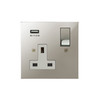 Horizon Square Switched Socket Outlet with USB Charger 1 gang 13 amp switched socket outlet Polished Nickel