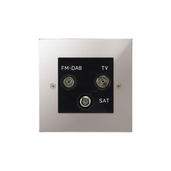 Horizon Square TV Socket 1 gang television, satellite and FM Polished Chrome