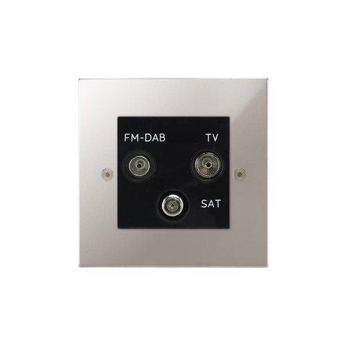 Horizon Square TV Socket 1 gang television, satellite and FM Polished Chrome