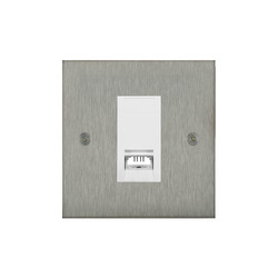 Horizon Square Communications Socket 1 gang telephone jackline slave Satin Stainless Steel