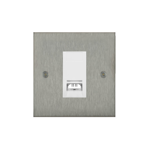 Horizon Square Communications Socket 1 gang telephone jackline slave Satin Stainless Steel