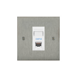 Horizon Square Communications Socket 1 gang RJ45 cat 6 Satin Stainless Steel