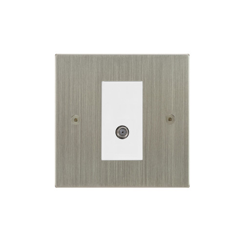 Horizon Square Communications Socket 1 gang satellite Satin Nickel