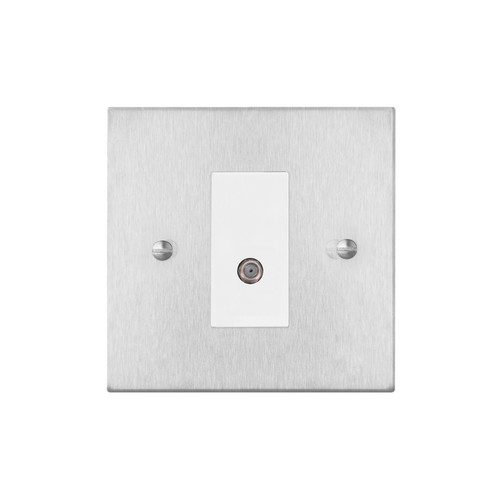 Horizon Square TV Socket 1 gang satellite Satin Stainless Steel