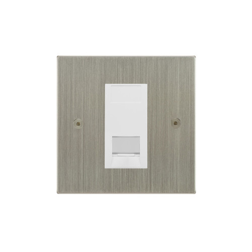 Horizon Square Communications Socket 1 gang RJ45 cat 6 socket Satin Nickel