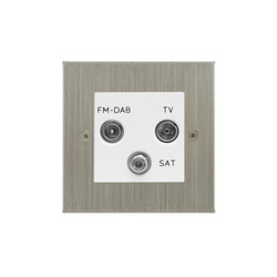 Horizon Square Communications Socket 1 gang television, satellite and FM Satin Nickel