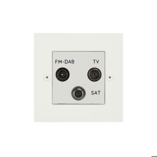 Horizon Square TV Socket 1 gang television, satellite and FM Primed White