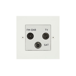 Horizon Square TV Socket Paintable 1 gang television, satellite and FM Primed White