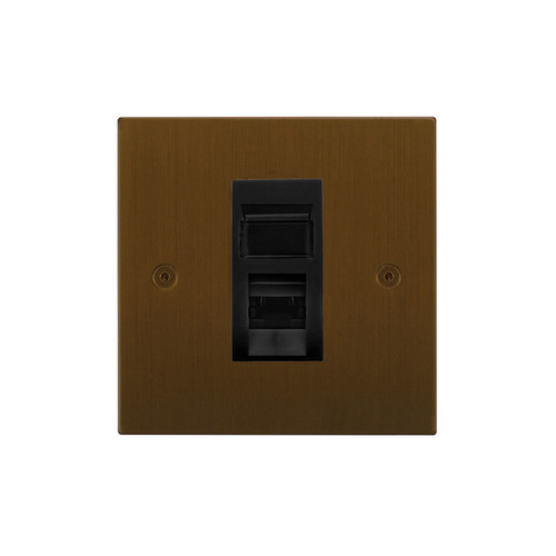 Horizon Square Communications Socket 1 gang telephone jackline slave Antique Bronze