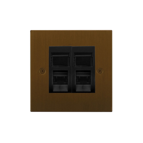 Horizon Square Communications Socket 2 gang RJ45 cat 6 Antique Bronze