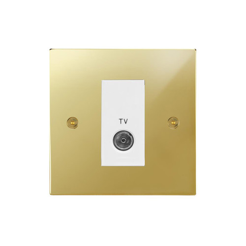 Horizon Square TV Socket TV Outlet (Female) Polished Brass