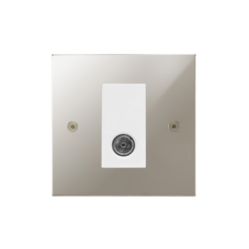 Horizon Square TV Socket 1 gang television co-axial Polished Nickel