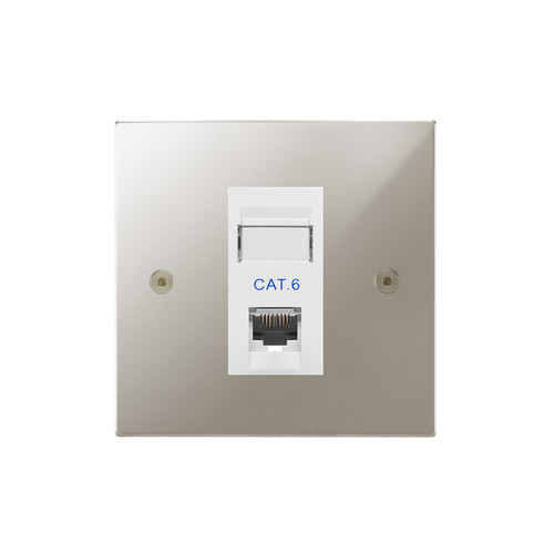 Horizon Square Communications Socket 1 gang RJ45 cat 6 socket Polished Nickel