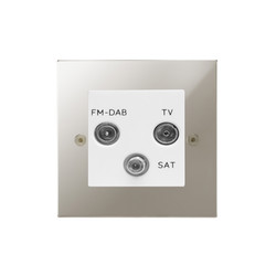 Horizon Square TV Socket 1 gang television, satellite and FM Polished Nickel