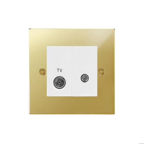 Horizon Square TV Socket 1 gang television and satellite Polished Brass