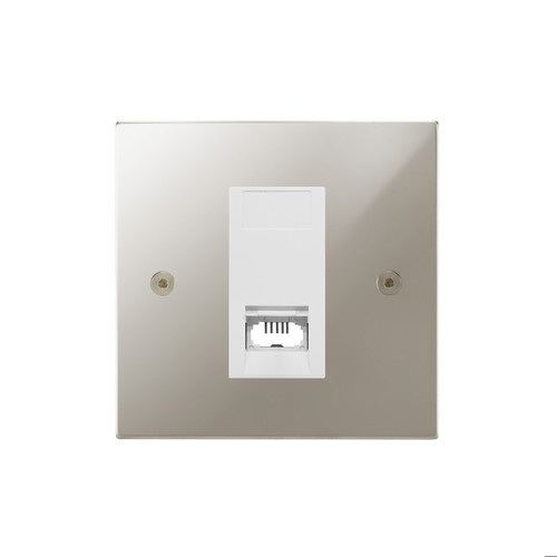 Horizon Square Communications Socket 1 gang telephone jackline master Polished Nickel