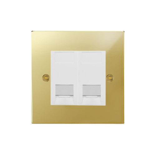 Horizon Square Communications Socket 2 gang RJ45 cat 6 Polished Brass
