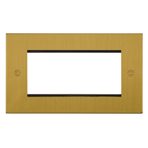 Horizon Square Euro Plate 4 gang Satin Brass