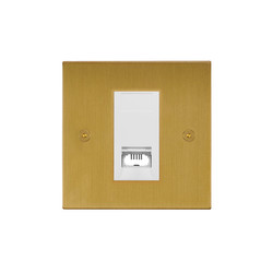 Horizon Square Communications Socket 1 gang telephone jackline slave Satin Brass