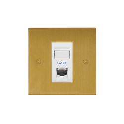 Horizon Square Communications Socket 1 gang RJ45 cat 6 Satin Brass