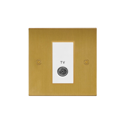 Horizon Square TV Socket 1 gang television coaxial Satin Brass