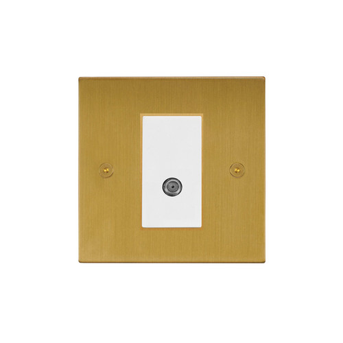 Horizon Square TV Socket 1 gang satellite Satin Brass