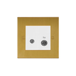 Horizon Square TV Socket 1 gang television and satellite Satin Brass
